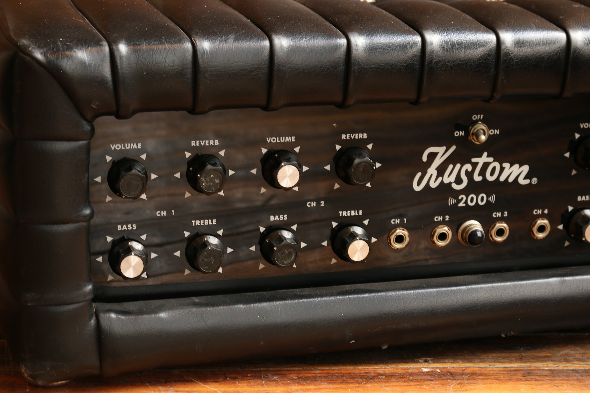 1960s Kustom 200 (Model K200B5) Amp Head Black Tuck & Roll Rock N
