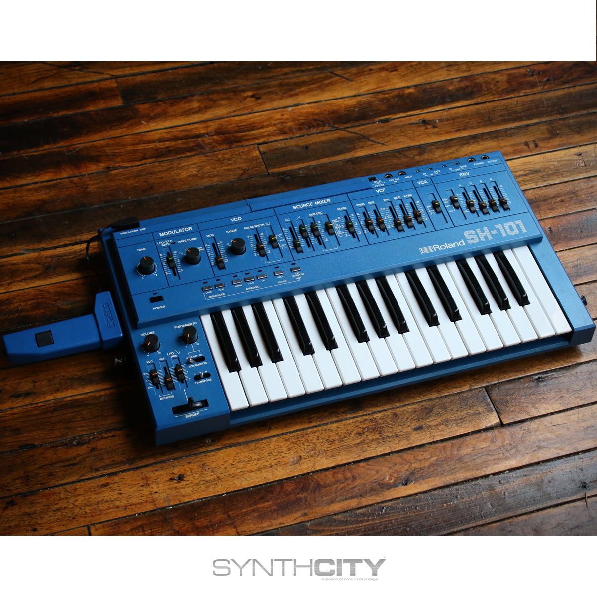 1983 Roland SH-101 32-Key Monophonic Synthesizer Blue w/ Mod Grip